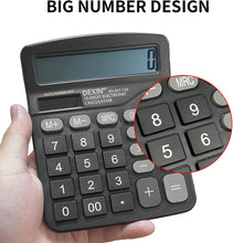 Carica l'immagine nel visualizzatore di Gallery, Gvolatee, Calcolatrice da Tavolo con Display LCD 12 Cifre, con Pulsanti Grandi, Funzione Standard per Ufficio e Scuola, Nero