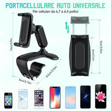 Carica l'immagine nel visualizzatore di Gallery, Supporto Telefono Auto,360 Gradi di Rotazione Porta Cellulare Auto,Universale Porta Telefono Auto con Clip a Molla,Compa
