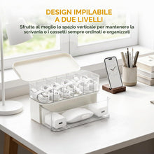 Carica l'immagine nel visualizzatore di Gallery, AiQInu 2 Pezzi Organizzatore Cavi, con Coperchio e 6 Scomparti, Porta Cavi per USB, Caricabatterie e Accessori, per Casa