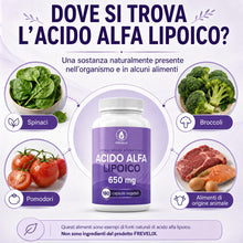 Carica l'immagine nel visualizzatore di Gallery, Acido Alfa Lipoico 650mg 180 Capsule Vegetali