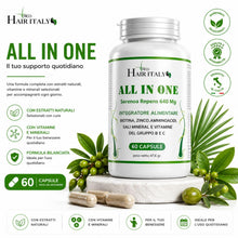 Carica l'immagine nel visualizzatore di Gallery, ALL IN ONE, Integratore capelli uomo - Vitamine capelli con Serenoa Repens 640 mg e Biotina alta titolazione - Zinco, Se