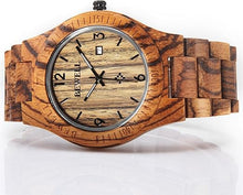 Carica l'immagine nel visualizzatore di Gallery, Alienwork Bewell Orologio Uomo Donna Eco Legno Naturale Zebrano