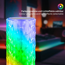 Carica l'immagine nel visualizzatore di Gallery, BRILONER - Lampada da comodino a batteria, lampada LED RGB con telecomando, lampada da tavolo in cristallo touch, lampad