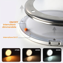 Carica l'immagine nel visualizzatore di Gallery, 12V Lampada da Soffitto LED Camper 3 CCT 2700K/4000K/6000K Commutabile e Dimmerabile Plafoniera per Auto Caravan Barca Y