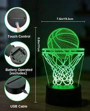 Carica l'immagine nel visualizzatore di Gallery, Lampada da basket 3D Decorativa, Lampada da comodino Camera Intelligente 7 Colori Per Bambini, Luce Notturna LED Decorat