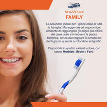 Carica l'immagine nel visualizzatore di Gallery, Pasta del Capitano, Spazzolino Family con Setole Morbide, Raggiunge gli Angoli più Difficili, Rimuove la Placca Batterica Senza Danneggiare lo Smalto