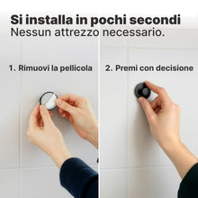 Carica l'immagine nel visualizzatore di Gallery, Minismus Set 6 Ganci Adesivi, Pomello Rotondo, senza Fori, Nero Satinato