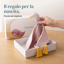 Carica l'immagine nel visualizzatore di Gallery, Doudou neonato Anatra in mussola – Dudu e peluche neonato, Dusty Rose