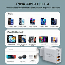 Carica l'immagine nel visualizzatore di Gallery, Caricatore USB C 2 Pack, 40W 4-Porto Presa USB Caricatore Multipla USB A + Caricatore Rapido Tipo C, Spina USBC Alimenta