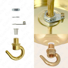 Carica l'immagine nel visualizzatore di Gallery, ElekTek Rosone da soffitto con gancio diametro 108 mm Finiture metallizzate colori verniciati a polvere per lampade a so