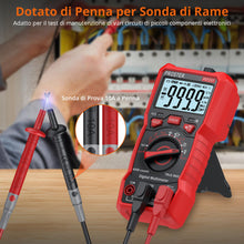 Carica l'immagine nel visualizzatore di Gallery, Proster Multimetro Digitale 6000 Conta 10A 600V TRMS Auto Range con Supporto Posteriore Rilevatore NCV Misuratore di Tensione Corrente DC AC Temperatura Capacità Resistenza Diodo Tester di Continuità