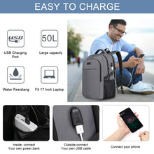 Carica l'immagine nel visualizzatore di Gallery, Zaino per computer portatile uomo, grande lavoro, 17,3 pollici, scuola, porta ricarica USB, business, viaggi