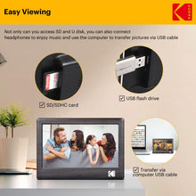 Carica l'immagine nel visualizzatore di Gallery, KODAK 7 pollici Cornice Digitale, cornice elettronica, schermo IPS, foto/musica/lettore video, calendario/allarme, supporto USB o scheda SD, rotazione automatica, con telecomando