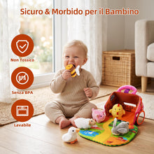 Carica l'immagine nel visualizzatore di Gallery, Fattoria Animali Giochi Bambini 1 Anno, con 6 Peluche Sensoriali e Fienile Pieghevole, Fattoria Animali Giocattolo Morbi
