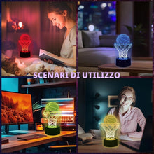 Carica l'immagine nel visualizzatore di Gallery, Lampada da basket 3D Decorativa, Lampada da comodino Camera Intelligente 7 Colori Per Bambini, Luce Notturna LED Decorat
