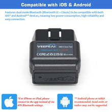 Carica l'immagine nel visualizzatore di Gallery, Veepeak OBDCheck BLE+ Scanner OBD II Bluetooth per Auto, Strumento di Diagnosi Wireless Lettore Codici Motore Compatibile con iOS e Android