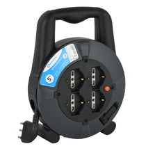 Carica l'immagine nel visualizzatore di Gallery, Electraline 49025 Prolunga Elettrica con Avvolgicavo 5 mt, 4 Prese Polivalenti (Schuko + 10/16A), Spina 16A, Sezione Cav