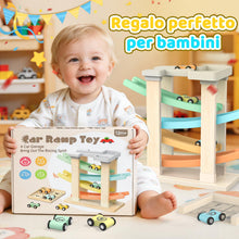 Carica l'immagine nel visualizzatore di Gallery, Toyzey Giochi Bambini 1 Anno, Macchinine per Bambini Pista Macchinine con 4 Mini Auto Giochi Montessori 1 Anno Giochi Le