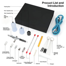 Carica l'immagine nel visualizzatore di Gallery, Kit Aerografo a Doppia Azione – Pistola Airbrush con Ugelli da 0,2mm/0,3mm/0,5mm, Tazze da 10cc/20cc/40cc, Tubo Aria e Set di Pulizia – Perfetto per Pittura, Nail Art e Tatuaggi