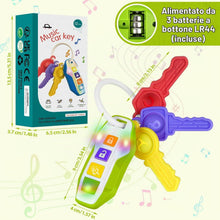 Carica l'immagine nel visualizzatore di Gallery, WixbFyn Chiave Auto Giocattolo per Bambini con Musica e Luci, Da Viaggio 3+