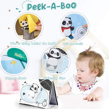 Carica l'immagine nel visualizzatore di Gallery, beiens Libri Tattile Sensoriali Stoffa Neonati, Giocattoli a Specchio per Bambini, Panda Giochi Montessori Neonato 0 3 6 12 Mesi, Tummy Time Libro sensoriale Bianco e Nero Passeggino Educativi Regali