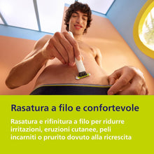 Carica l'immagine nel visualizzatore di Gallery, Philips OneBlade Intimate, cura intima, rifinitura e rasatura con protezione extra della pelle, Rasatura precisa e confortevole - senza radere completamente a zero, modello QP1924/30