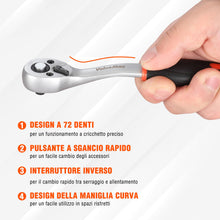 Carica l'immagine nel visualizzatore di Gallery, ValueMax Set di 46 Chiavi a Bussola Cr-V, Chiavi a Cricchetto da 1/4", Cassetta degli Attrezzi, Chiavi a Cricchetto con 