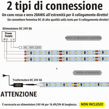 Carica l'immagine nel visualizzatore di Gallery, JOYLIT PRO Striscia LED 24V 5 Metri Luce Calda 3000K SMD 2835 126LEDs/M, 2000LM/M Alta Luminosità Dimmerabile 18W/M Bian