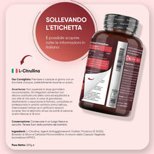 Carica l'immagine nel visualizzatore di Gallery, L Citrullina Vegana, 240 Capsule, 3000mg per Dose, con L-Citrullina Polvere
