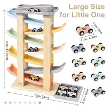 Carica l'immagine nel visualizzatore di Gallery, Joyreal Giochi Montessori 1 2 anno - Piste Macchinine Cars per Bambini, Giochi Legno Bambini con 8 Mini Auto Giocattolo 