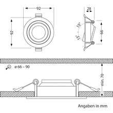 Carica l'immagine nel visualizzatore di Gallery, ledscom.de 4x cornici da incasso per soffitto da bagno ERID, per ambienti umidi, bagno, IP44, rotonde, orientabili, nero