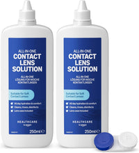 Carica l'immagine nel visualizzatore di Gallery, Healthcare by Amazon Soluzione tutto-in-uno per lenti a contatto morbide – Bio-tollerabile per occhi sensibili, 2 x 250 ml (compatibile con cassetta della posta)