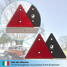 Carica l'immagine nel visualizzatore di Gallery, valonic triangolo catarifrangente, 2 pezzi - certificato secondo ECE: R3.02 Classe IIIA - 15cm - riflettore per rimorchi