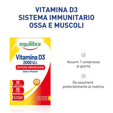 Carica l'immagine nel visualizzatore di Gallery, Equilibra Integratori Alimentari, Vitamina D3, Integratore Vitamina D3 per la Normale Funzione del Sistema Immunitario, 