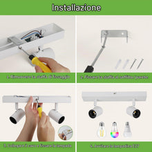 Carica l'immagine nel visualizzatore di Gallery, Kimjo Plafoniera LED Soffitto con 2 Faretti, Bianco Faretti da Soffitto E27