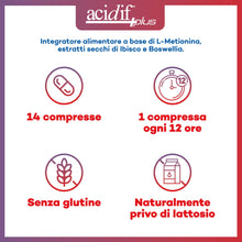 Carica l'immagine nel visualizzatore di Gallery, Acidif Plus® - Integratore Alimentare a Base di L-Metionina, Estratto Secco di Boswellia Serrata e Estratto Secco di Ibi