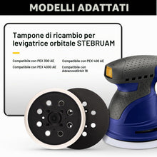 Carica l'immagine nel visualizzatore di Gallery, STEBRUAM Confezione da 2 dischi abrasivi professionali da 125 mm con gancio e anello, 8 fori, compatibili con levigatric