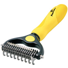 Carica l'immagine nel visualizzatore di Gallery, Pawradise Deshedding - Spazzola per cani e gatti, a doppia faccia, per la toelettatura del sottopelo giallo