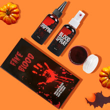 Carica l'immagine nel visualizzatore di Gallery, Set di Sangue Finto, 60ml Sangue Finto Spray e 60ml Sangue Gocciolante e 40ml Gel Coagulato, Trucco per Halloween, Lavabile, per Vestiti, Zombie, Cosplay (set)