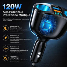 Carica l'immagine nel visualizzatore di Gallery, Sdoppiatore Accendisigari Auto, 120W Accendisigari USB,Multipresa