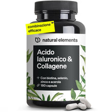 Carica l'immagine nel visualizzatore di Gallery, Collagene e Acido Ialuronico Integratore, 180 Capsule, + Vitamina C e Biotina, 1000mg Collagene Idrolizzato + 200mg Acid