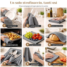 Carica l'immagine nel visualizzatore di Gallery, Zindoo 6 Pezzi Strofinacci Cucina Microfibra 40x40 cm Grigio