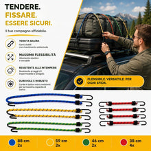 Carica l'immagine nel visualizzatore di Gallery, Set di 10 espansori multiuso con ganci e tendicinghie extra forti per campeggio, auto e bicicletta, cinghie di tensione 