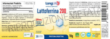 Carica l'immagine nel visualizzatore di Gallery, LongLife® Lattoferrina 200 | 100% naturale da latte vaccino | Alto dosaggio (200mg/cps) | Capsule gastroresistenti | Sis