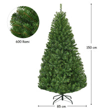 Carica l'immagine nel visualizzatore di Gallery, COSTWAY Albero di Natale 120/150/180/210 cm, Albero di Natale con Luci Incorporate 11 Modalità di Illuminazione, 300/600/1000/1570 Rami e Base in Metallo, Perfetta per Casa e Negozio (150cm)