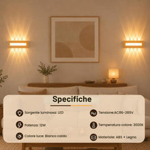 Carica l'immagine nel visualizzatore di Gallery, 2 pezzi Applique LED da Parete Interno 12W 3000K Bianco Caldo