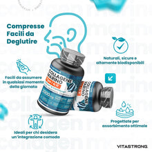 Carica l'immagine nel visualizzatore di Gallery, Collagene Marino Idrolizzato 2000mg Tipo I e II, Acido Ialuronico, 180 cpr