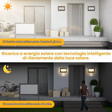 Carica l'immagine nel visualizzatore di Gallery, Gerbala Luci Solari Esterno, IP65 Impermeabile Moderno Lampade Esterno, 6000K Luci da Esterno Parete con Sensore di Movi