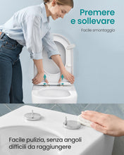 Carica l'immagine nel visualizzatore di Gallery, SONGMICS Sedile WC a Forma a D Lunga, Chiusura Rallentata, Sgancio Rapido