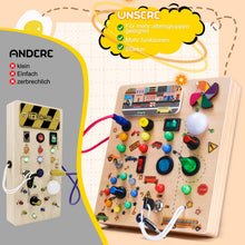 Carica l'immagine nel visualizzatore di Gallery, Nauotk Busy Board in Legno, Giochi Montessori per Bambini 2 Anno, Lavagna attività con 19 LED, Giochi Educativi Sensoriale del Bambino, Lavagna attività Portatile Regalo Bimbo 2 3 4 Anni